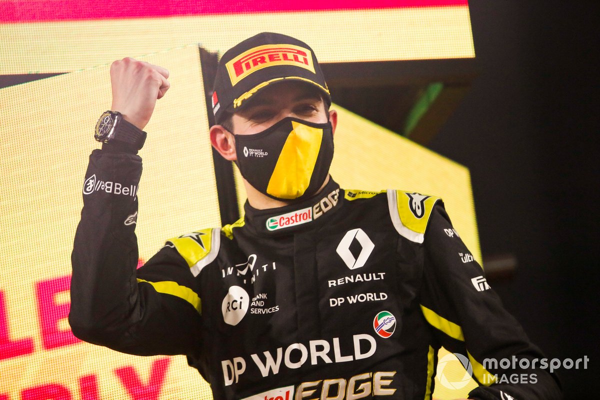 Esteban Ocon, Renault F1, 2ª posición, en el podio