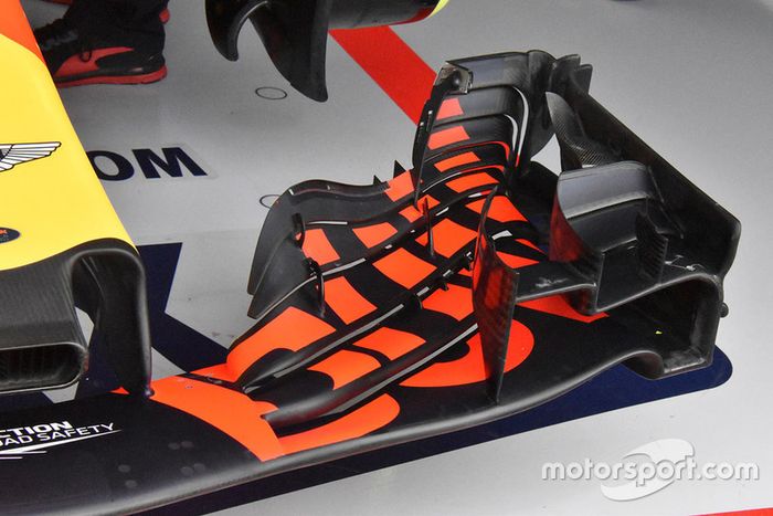 Detalle del alerón delantero del Red Bull Racing RB14