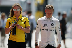 (L to R): Aurelie Donzelot, Renault Sport F1 Team Media Communications Manager with Kevin Magnussen,