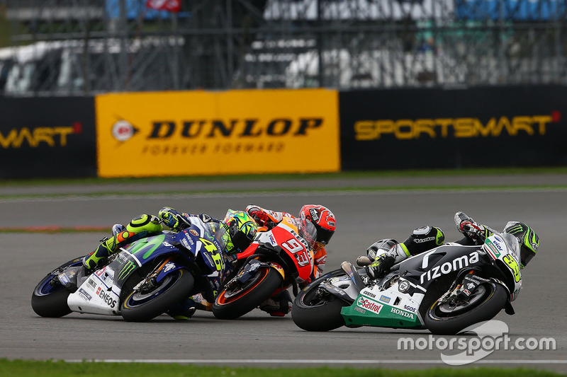 Cal Crutchlow, Team LCR, Honda; Marc Marquez, Repsol Honda Team; Valentino Rossi, Yamaha Factory Rac