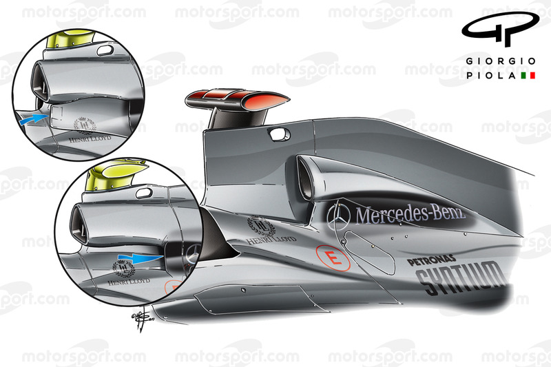 Mercedes W01 air intake evolution