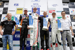Podium: Felix Rosenqvist, 2015 FIA F3 European Championship Winner; second place Anthoine Hubert, Van Amersfoort Racing, Dallara F312 - Mercedes-Benz; race winner Joel Eriksson, Motopark, Dallara F312 - Volkswagen; George Russell, HitechGP, Dallara F312 - Mercedes-Benz; Harry Tincknell, FIA WEC Driver