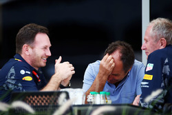 Christian Horner, Red Bull Racing Team Principal with Gerhard Berger and Dr Helmut Marko, Red Bull Motorsport Consultant