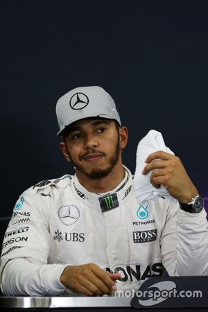 Lewis Hamilton, Mercedes AMG F1 in the post qualifying FIA Press Conference