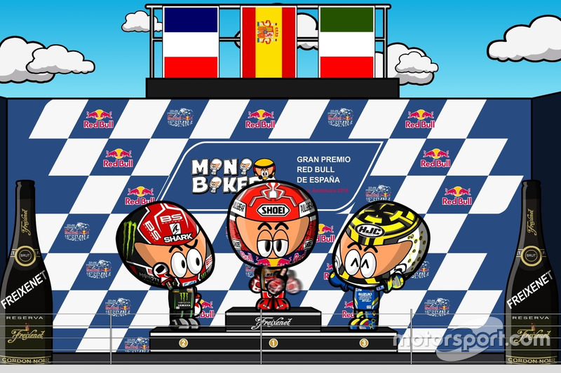 El podio del GP de España de MotoGP 2018, por MiniBikers