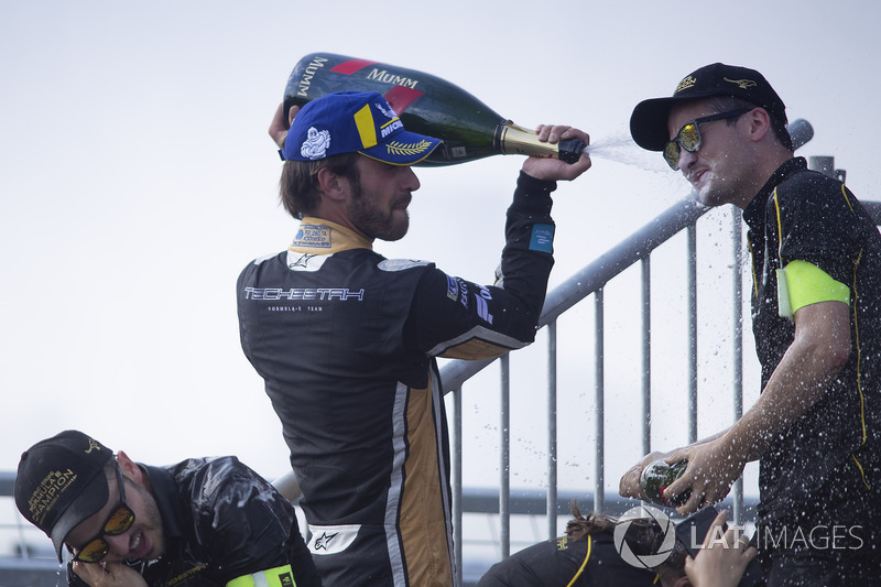 Jean-Eric Vergne, Techeetah, avec le champagne sur le podium