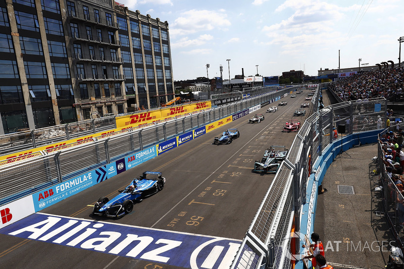 The cars line up on the grid