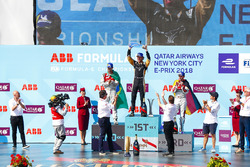 Jean-Eric Vergne, Techeetah, wins, followed byLucas di Grassi, Audi Sport ABT Schaeffler, Daniel Abt, Audi Sport ABT Schaeffler