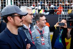 Actor Orlando Bloom on the grid with Alejandro Agag, Formula E CEO