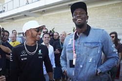 Lewis Hamilton, Mercedes AMG F1, meets Usain Bolt