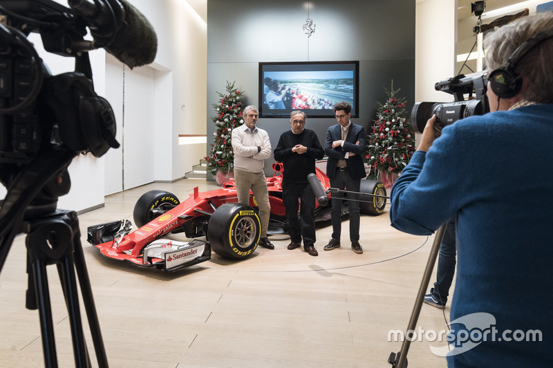 Arrivabene, Marchionne y Binotto antes del almuerzo de Navidad de Ferrari