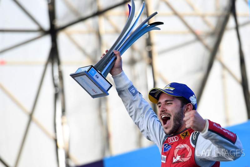 Daniel Abt, Audi Sport ABT Schaeffler, celebrates after winning the race