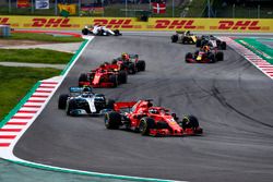 Sebastian Vettel, Ferrari SF71H, Valtteri Bottas, Mercedes AMG F1 W09, Kimi Raikkonen, Ferrari SF71H, Max Verstappen, Red Bull Racing RB14, Daniel Ricciardo, Red Bull Racing RB14