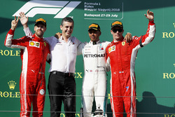 Podium: race winner Lewis Hamilton, Mercedes AMG F1, second place Sebastian Vettel, Ferrari, third place Kimi Raikkonen, Ferrari