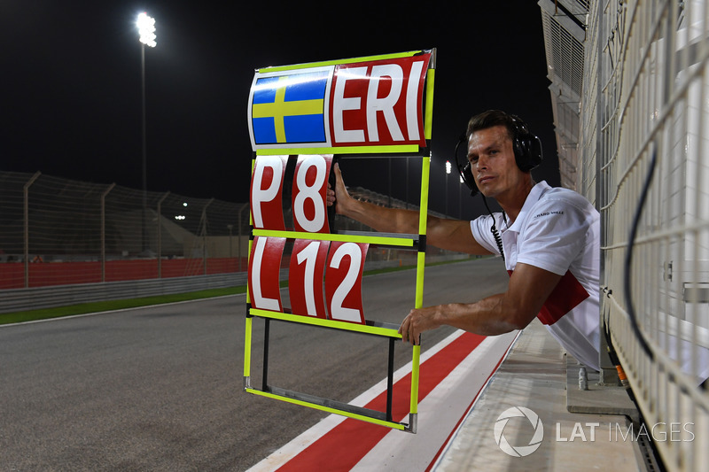 Pit board for Marcus Ericsson, Sauber C37