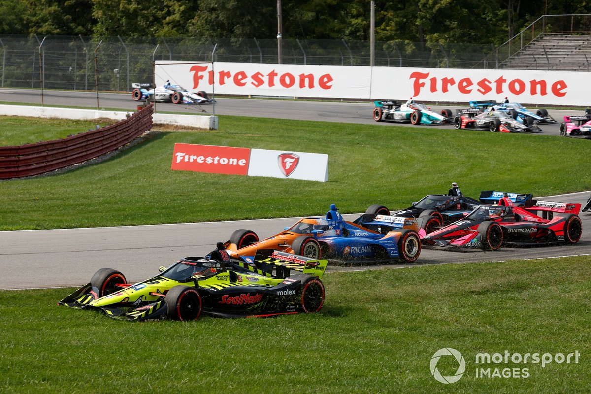 Inicio Santino Ferrucci, Dale Coyne Racing with Vasser Sullivan Honda, Scott Dixon, Chip Ganassi Racing Honda, chocan