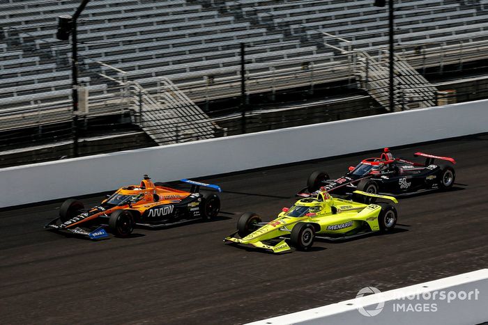 Oliver Askew, Arrow McLaren SP Chevrolet, Simon Pagenaud, Team Penske Chevrolet, Will Power, Team Penske Chevrolet