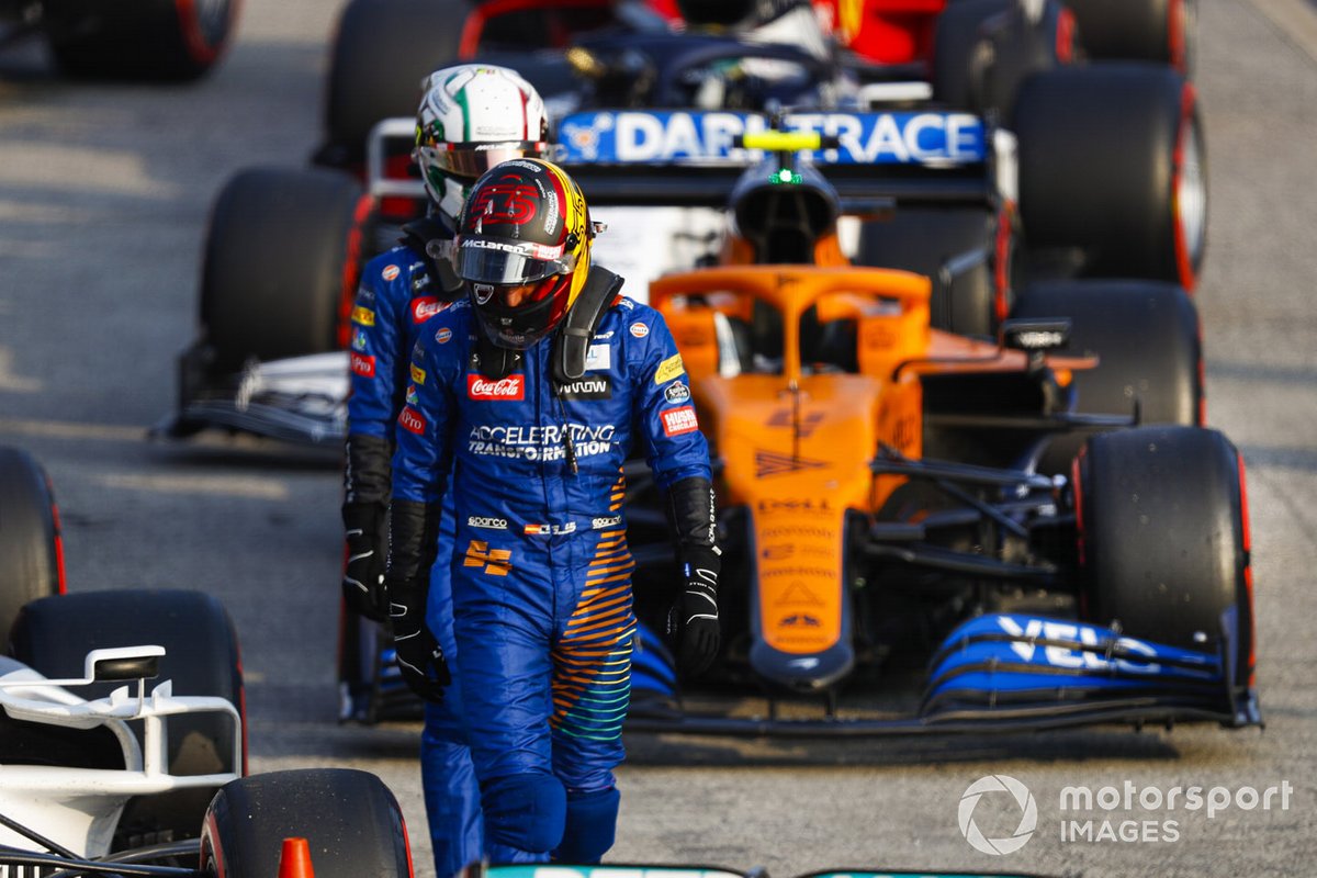 Carlos Sainz Jr., McLaren y Lando Norris, McLaren en Parc Ferme