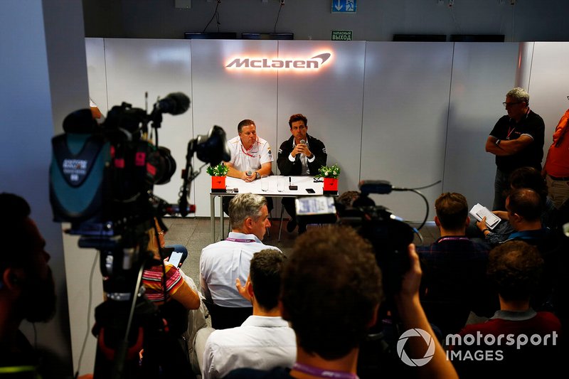 Zak Brown, Executive Director, McLaren, and Toto Wolff, Executive Director (Business), Mercedes AMG