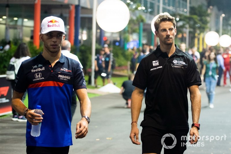 Pierre Gasly, Toro Rosso, and Romain Grosjean, Haas F1 Team