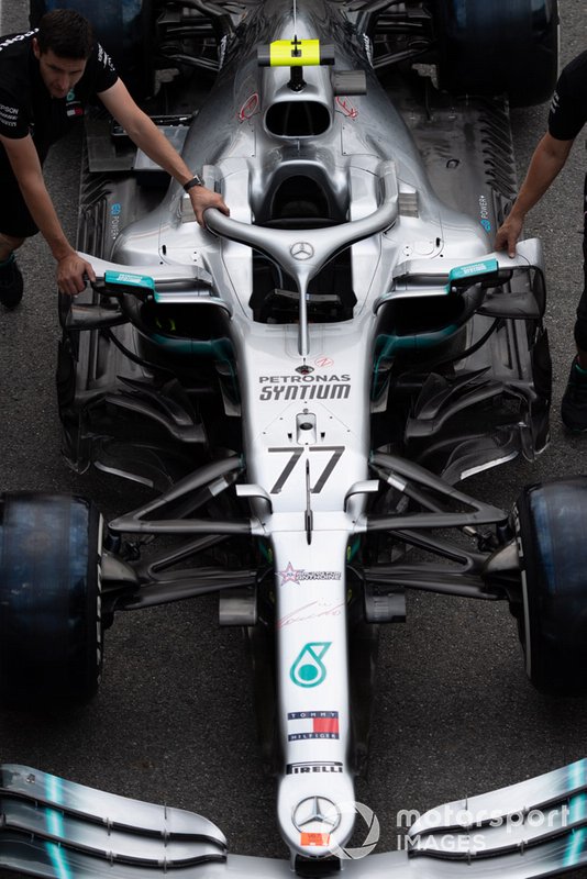 Mercedes pit stop practice with the Mercedes AMG F1 W10