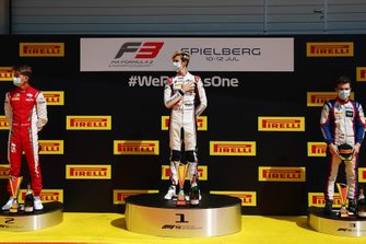 Podium: Race winner Theo Pourchaire, ART Grand Prix, second place Logan Sargeant, Prema Racing, third place David Beckmann, Trident