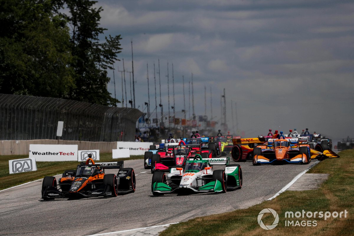 Patricio O'Ward, Arrow McLaren SP Chevrolet, Colton Herta, Andretti Harding Steinbrenner Autosport Honda, start, Ryan Hunter-Reay, Andretti Autosport Honda