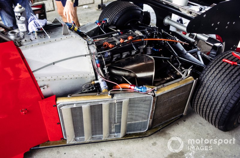 Engine detail on Mauro Baldi's Spirit 101 Hart