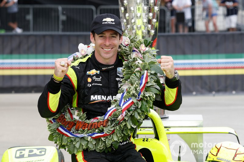 Simon Pagenaud, Team Penske Chevrolet, Victory Lane