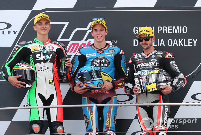 Podio: Alex Marquez, Marc VDS Racing, Luca Marini, Sky Racing Team VR46, VD Straten, Thomas Luthi, Intact GP