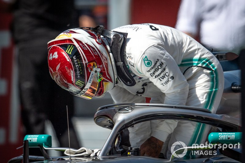 Lewis Hamilton, Mercedes AMG F1, parks up after Qualifying