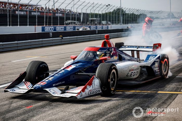 Marcus Ericsson, Chip Ganassi Racing Honda, parada en boxes