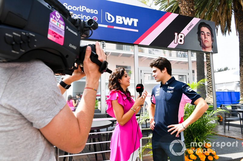 Lance Stroll, Racing Point, parle à la presse