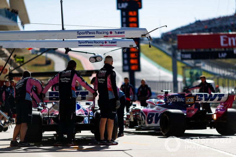 Lance Stroll, Racing Point RP19, and Sergio Perez, Racing Point RP19