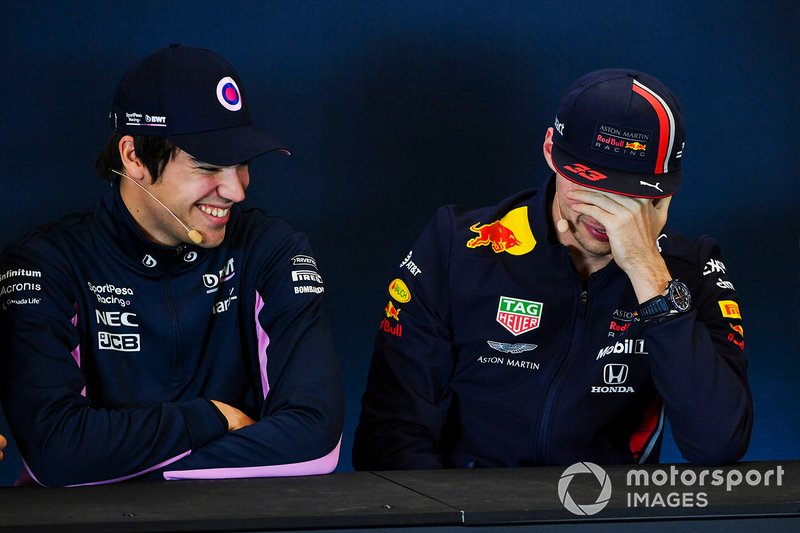 Press conference, Lance Stroll, Racing Point, and Max Verstappen, Red Bull Racing