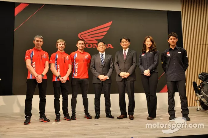 Álvaro Bautista, Leon Haslam et Takumi Takahashi à la présentation du HRC