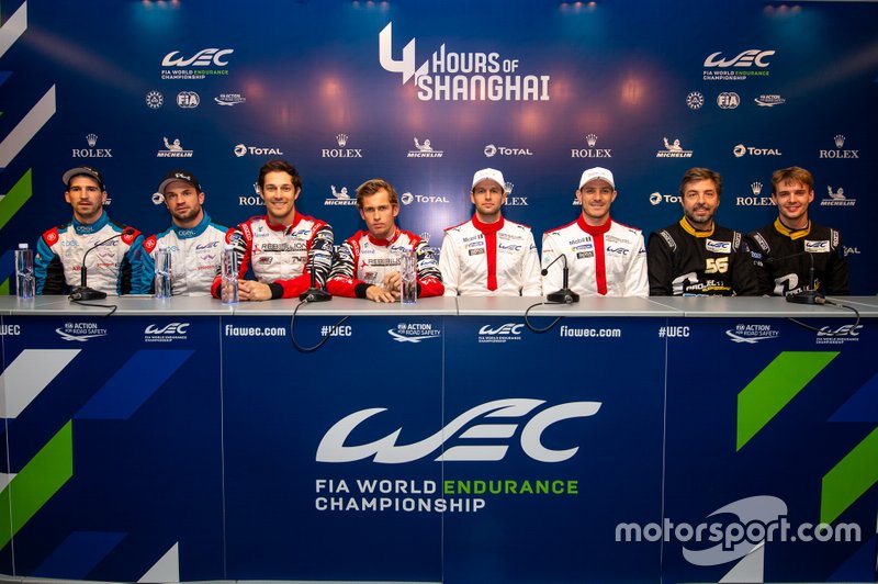 Conferenza stampa, #42 Cool Racing Oreca 07 - Gibson: Nicolas Lapierre, Antonin Borga, Alexandre Coigny, #1 Rebellion Racing Rebellion R13 - Gibson: Bruno Senna, Gustavo Menezes, #92 Porsche GT Team Porsche 911 RSR - 19: Michael Christensen, Kevin Estre, #56 Team Project 1 Porsche 911 RSR: Egidio Perfetti, Matteo Cairoli