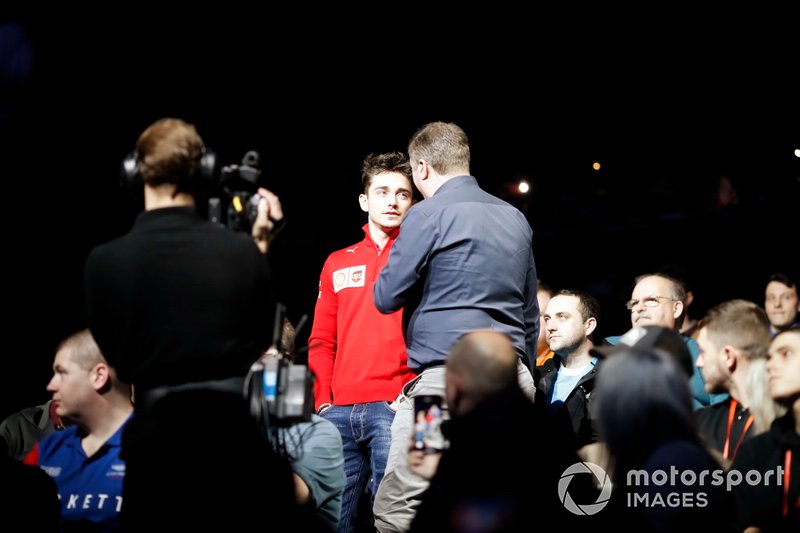 David Croft, Sky TV intervista Charles Leclerc, Ferrari al Live Action Arena