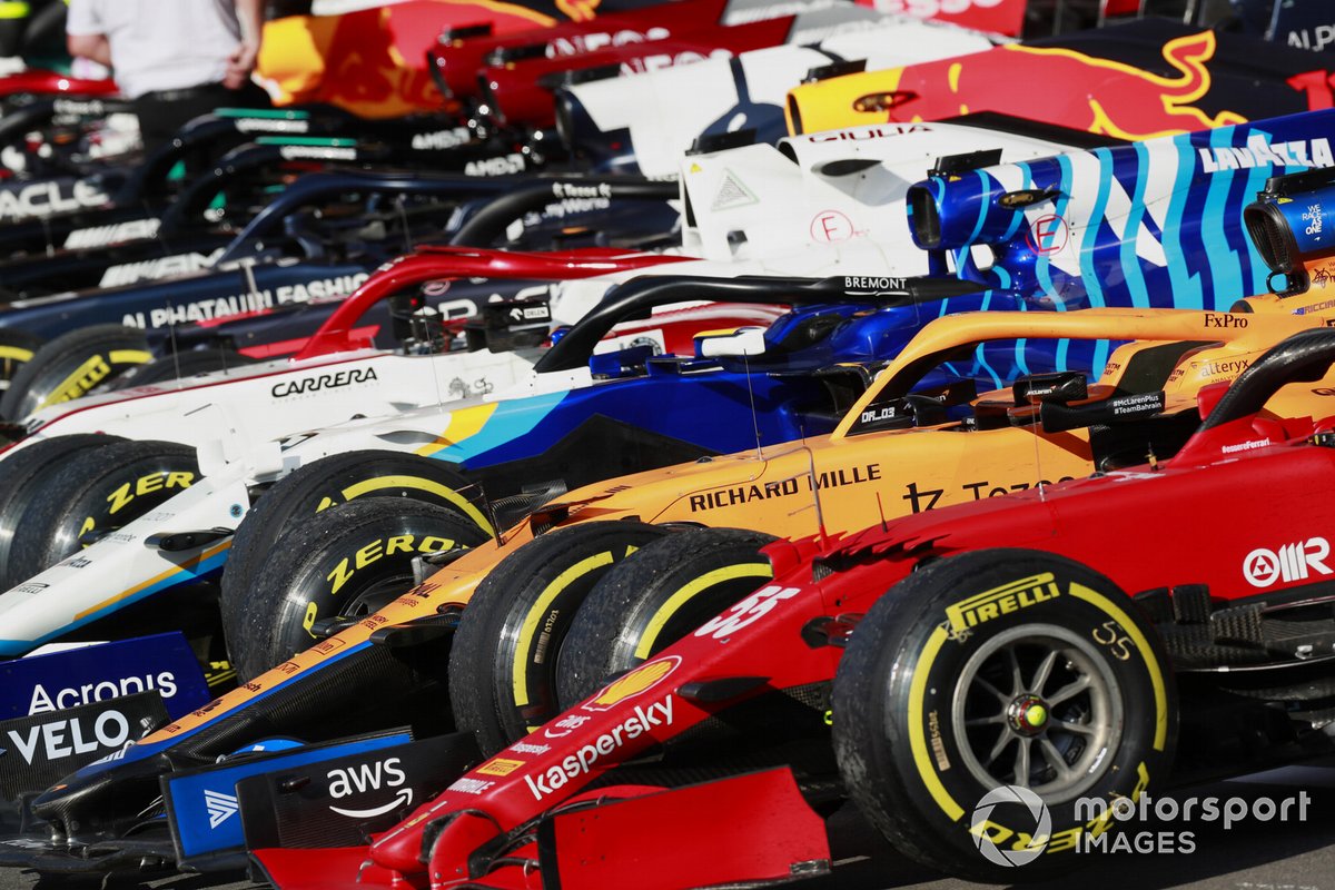 The cars in Parc Ferme after Sprint Qualifying