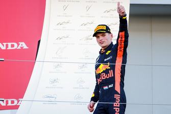 Derde plaats Max Verstappen, Red Bull Racing, op het podium