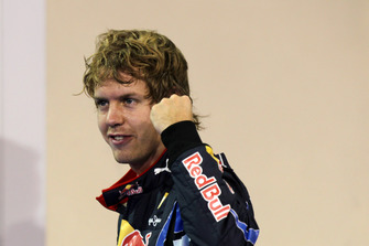 Sebastian Vettel, Red Bull Racing RB6 celebrates claiming pole position