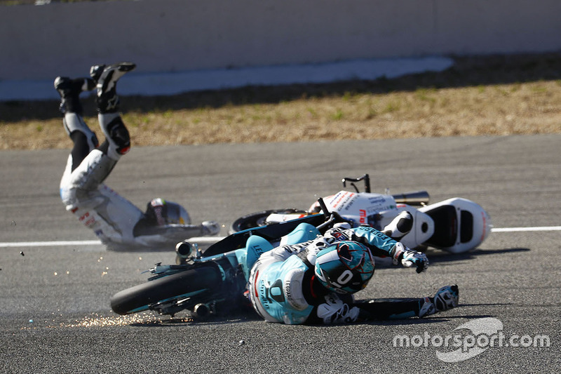 Crash Fabio Quartararo, Leopard Racing und Jorge Martin, Aspar Team Mahindra