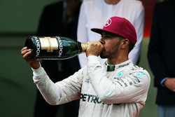 Race winner Lewis Hamilton, Mercedes AMG F1 celebrates on the podium