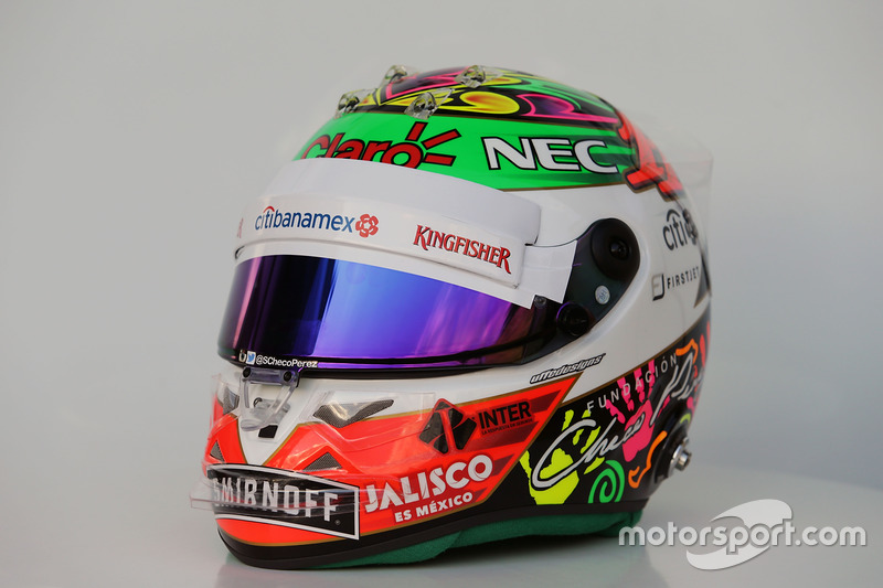 The helmet of Sergio Perez, Sahara Force India F1