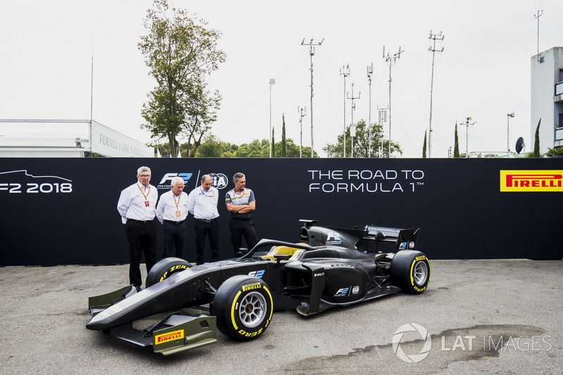 The new F2 car is unveiled in the paddock