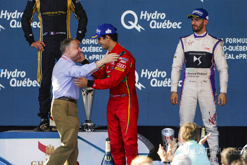 Lucas di Grassi, ABT Schaeffler Audi Sport, es felicitado por Jean Todt, presidente de FIA