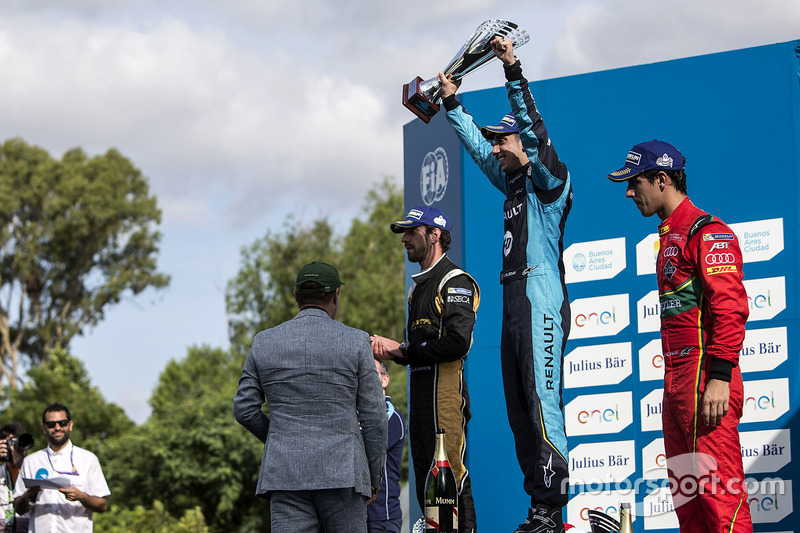 Podio: Ganador Sébastien Buemi, Renault e.Dams; segundo clasificado Jean-Eric Vergne, Techeetah; tercero clasificado Lucas di Grassi, ABT Schaeffler Audi Sport