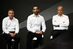 (L to R): Bob Bell, Renault Sport F1 Team Chief Technical Officer with Cyril Abiteboul, Renault Sport F1 Managing Director and Jerome Stoll, Renault Sport F1 President