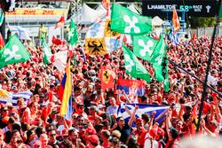 A mass of red Ferrari fans on the circuit after the race