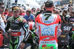 Winnaar Jonathan Rea, Kawasaki Racing, derde plaats Chaz Davies, Ducati Team